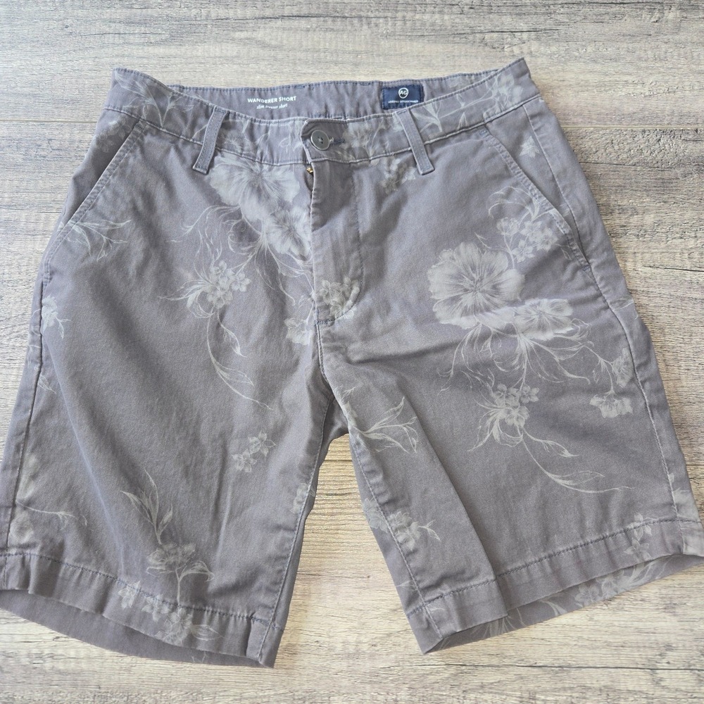 AG Adriano Goldschmied Wanderer Slim Trouser Shorts Grey Floral Mens 30R